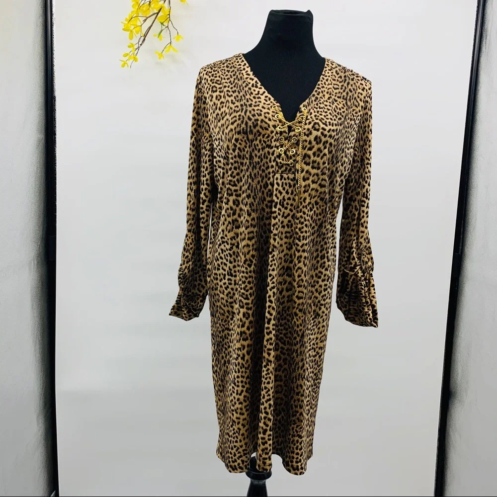 Michael‎ kors women’s leopard chain dress sz XL